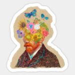 Vincent van Gogh head flowers self-portrait Sticker collage sticker